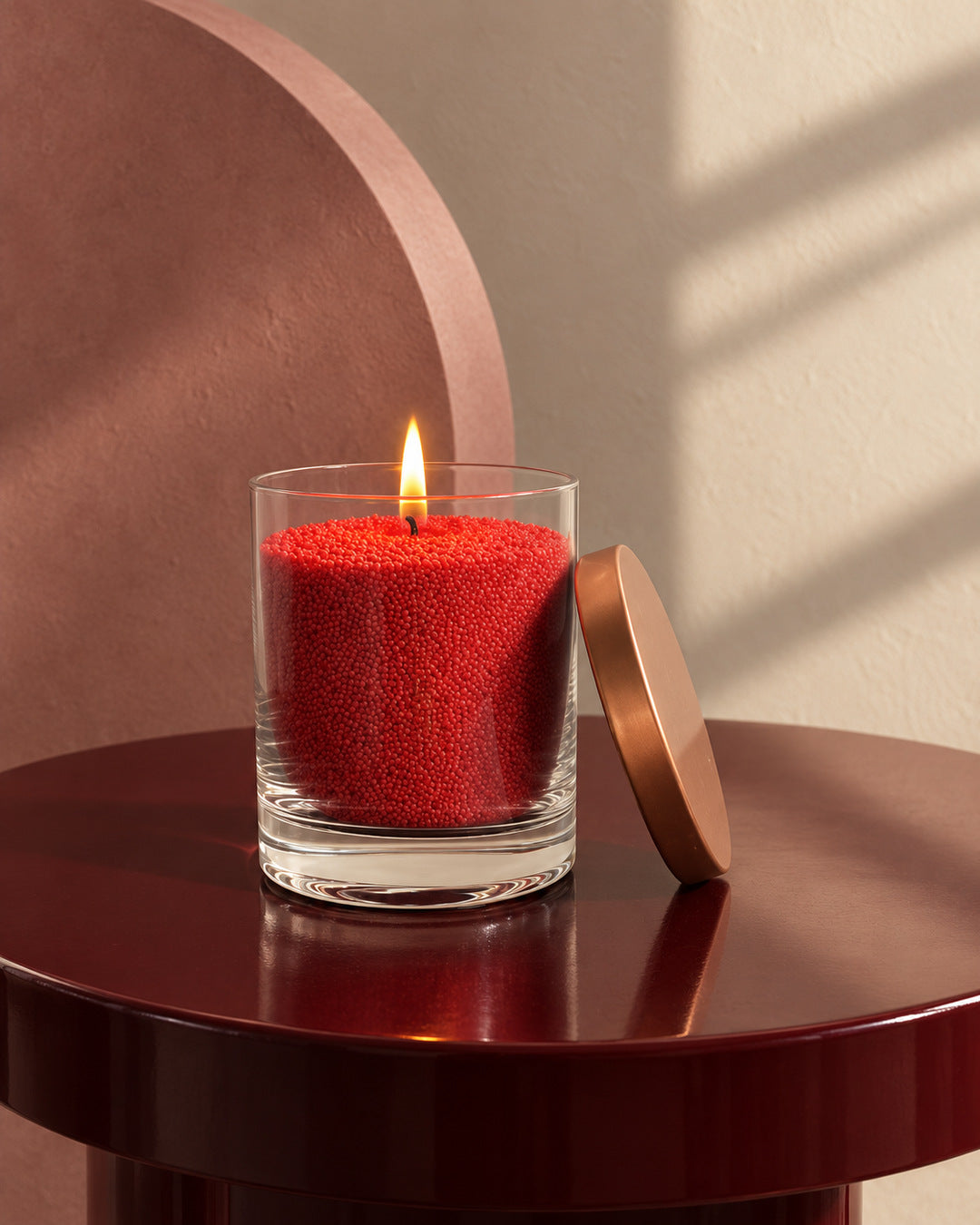 Red Pearl Candle in Glass