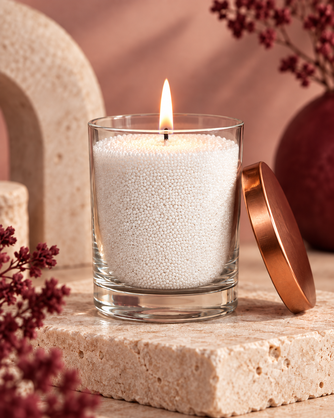 Nordic Lights Pearl Candle in Glass