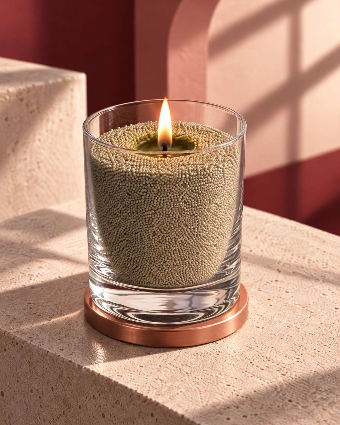 Olive Green Pearl Candle in Glass
