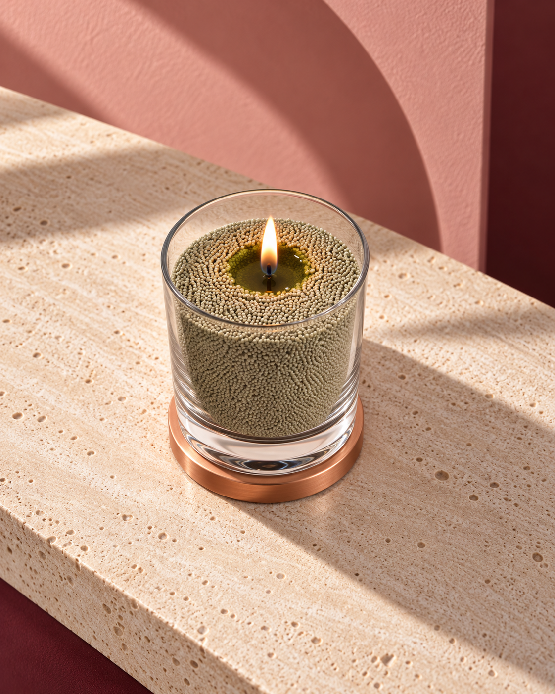 Olive Green Pearl Candle in Glass