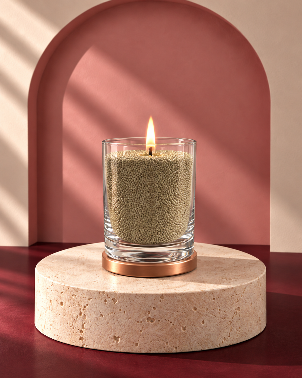 Olive Green Pearl Candle in Glass
