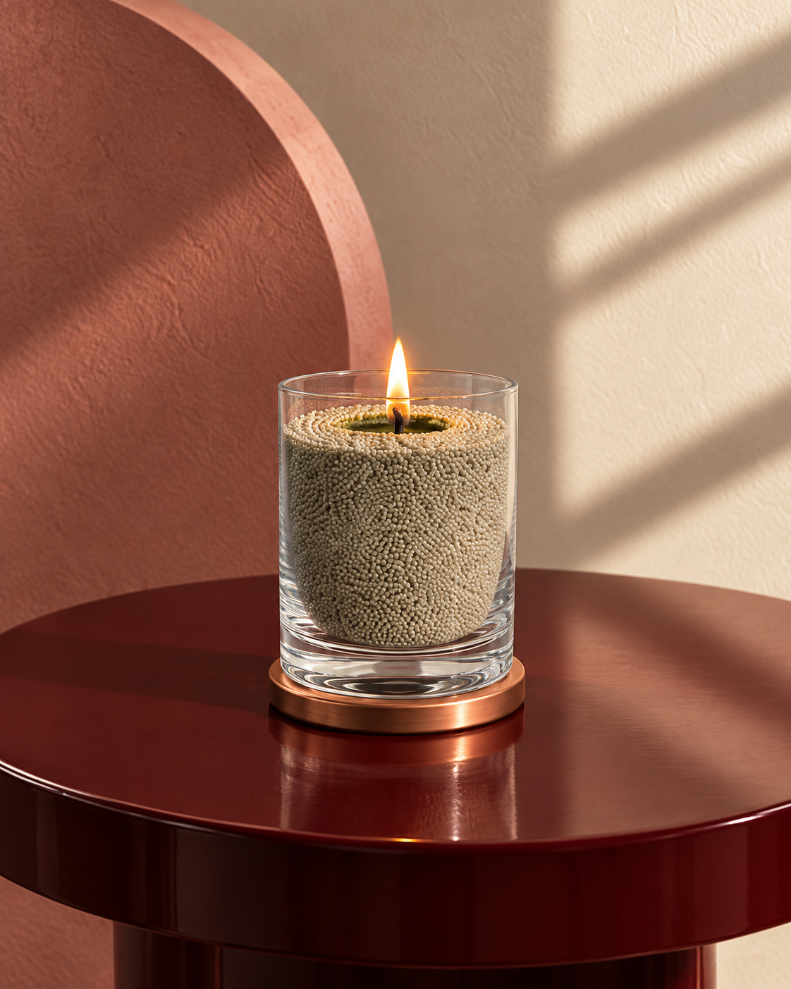Olive Green Pearl Candle in Glass