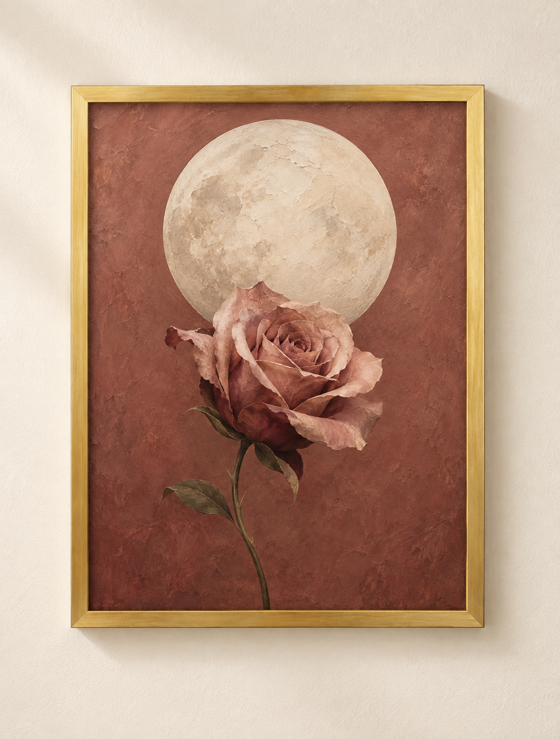 Rose & Moon — Framed Art Print
