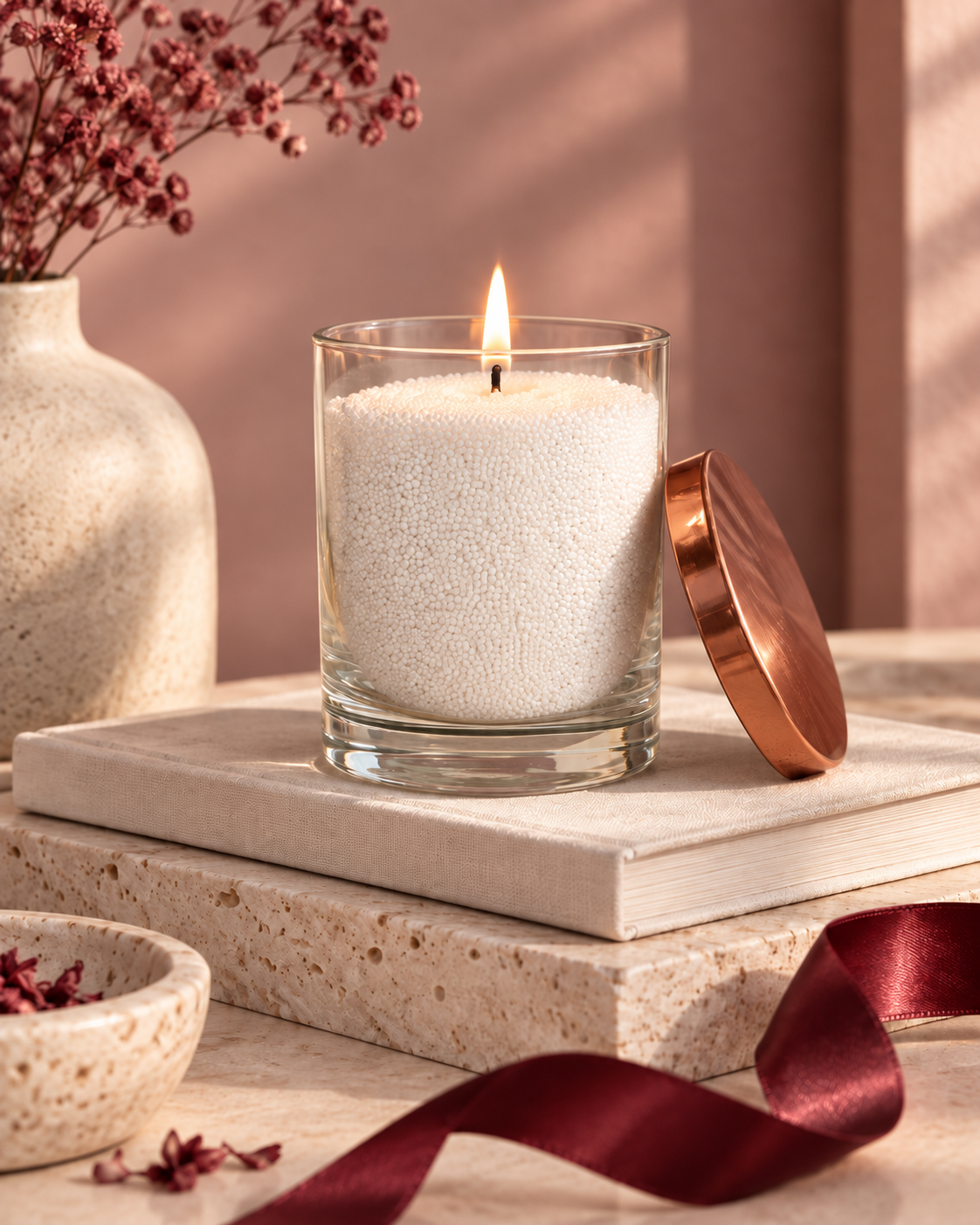 Nordic Lights Pearl Candle in Glass